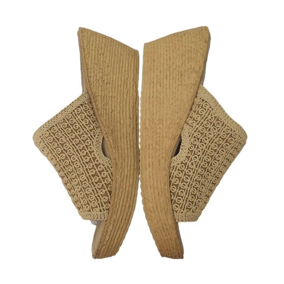 Sbicca Platform Wedge Slide Sandal 10 Espadrille Casual Slip On Tan Natural - Picture 9 of 16